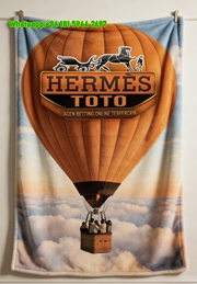 Hermès Orange Hot Air Balloon Flannel Throw Blanket IMG_5109